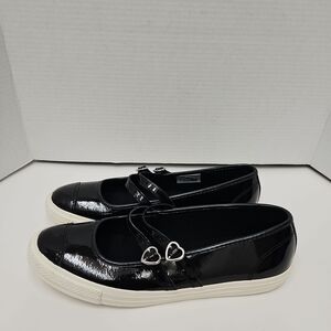 Converse Women's Black Patent Sneakers with Heart Accents